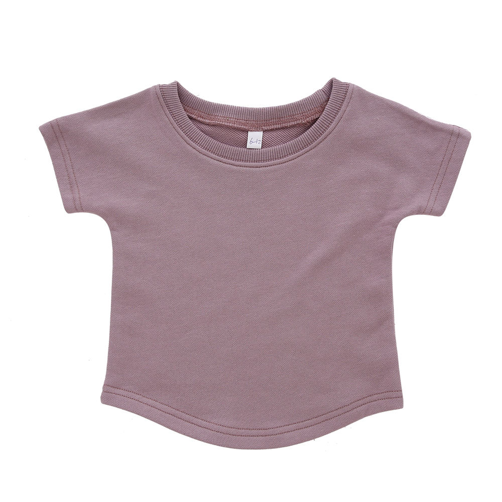 Camiseta clássica 100% algodão, cor sólida, roupa de dormir, bambu, algodão orgânico, manga curta, tops para bebês, roupas infantis