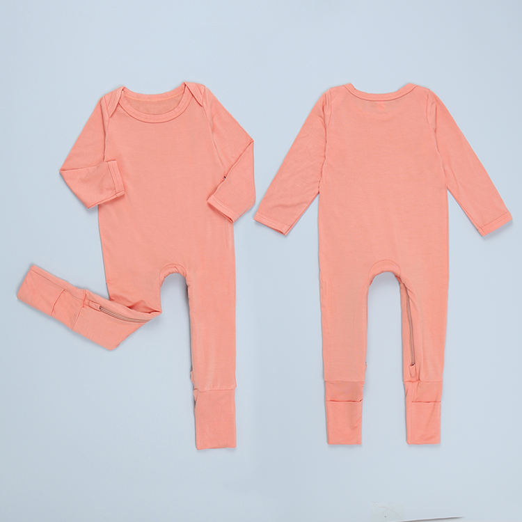 Novo design venda superior manga longa atacado confortável de alta qualidade com zíper personalizado cor sólida macacão de bebê roupas de bebê