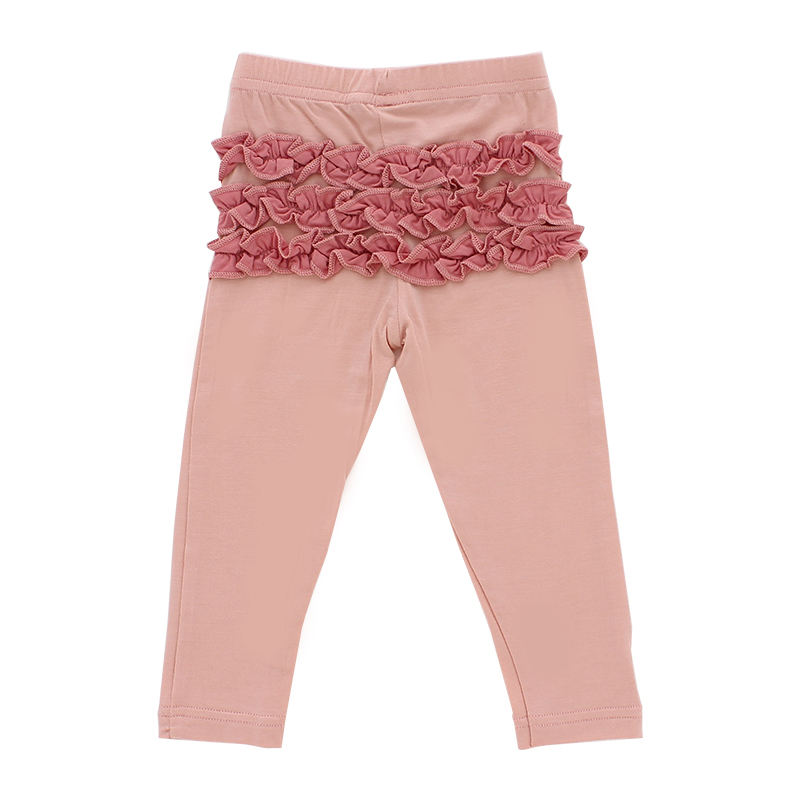 Nova venda quente da criança meninas crianças triplo plissado calças rosa personalizar cor bambu elastano mistura bebê crianças pequenas calças