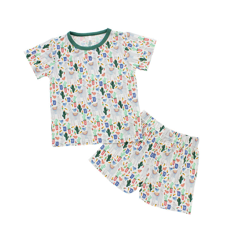 Venda quente atacado pijamas de bebê conjuntos de roupas de bebê menina bambu viscose algodão conjuntos de roupas de bebê e tiros 2 peças da criança crianças conjunto de roupas de bebê