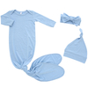 Bebê recém-nascido 0-2 anos temporada completa gola envelope estampa simples saco de dormir chapéu faixa de cabeça conjunto de saco de dormir vestido de bebê