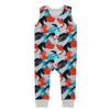Estilo clássico roupas de bebê personalizar padrão de cor verão sem mangas suspender botão design menina meninos bebê macacão conjunto