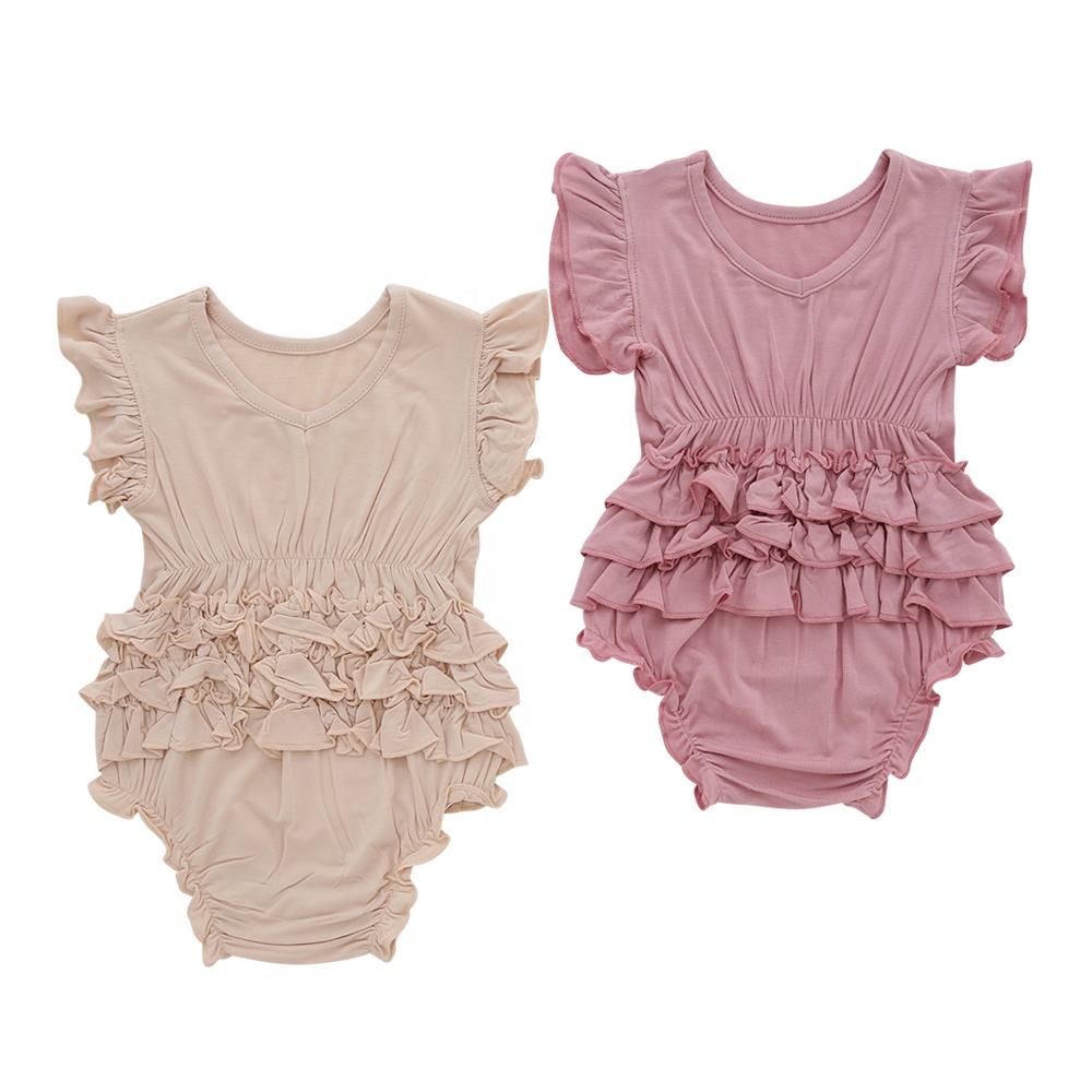 Atacado em forma de botão roupas de bebê estilo verão sem mangas macacão de bambu viscose elastano recém-nascido macacão