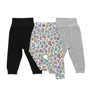 Calças compridas unissex para bebês, meninos e meninas de 0 a 6 anos, roupas de outono 95% bambu e 5% elastano, malha oem impressa, calças infantis por atacado