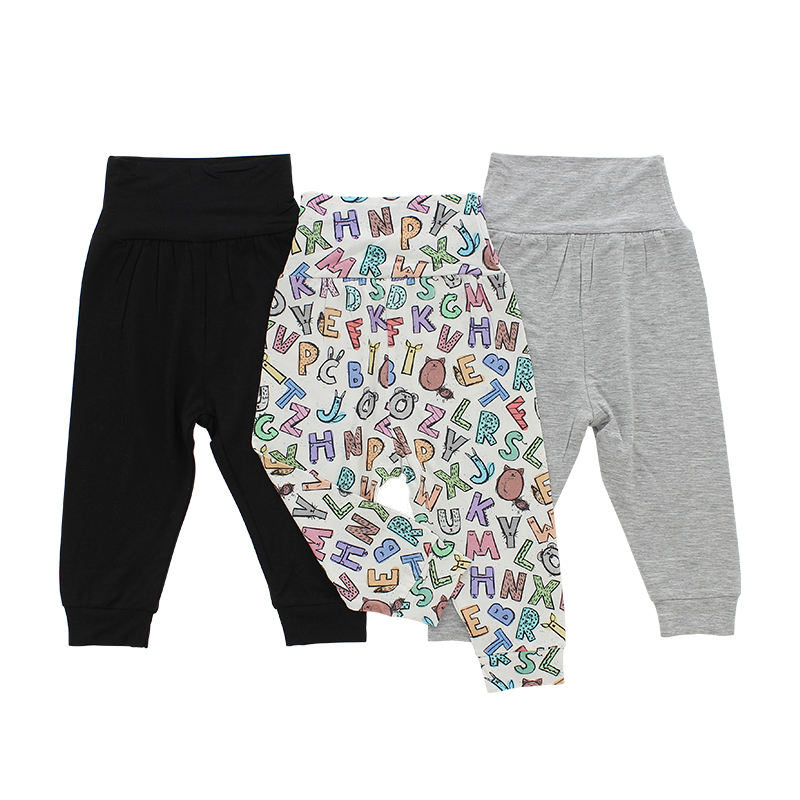 Calças compridas unissex para bebês, meninos e meninas de 0 a 6 anos, roupas de outono 95% bambu e 5% elastano, malha oem impressa, calças infantis por atacado