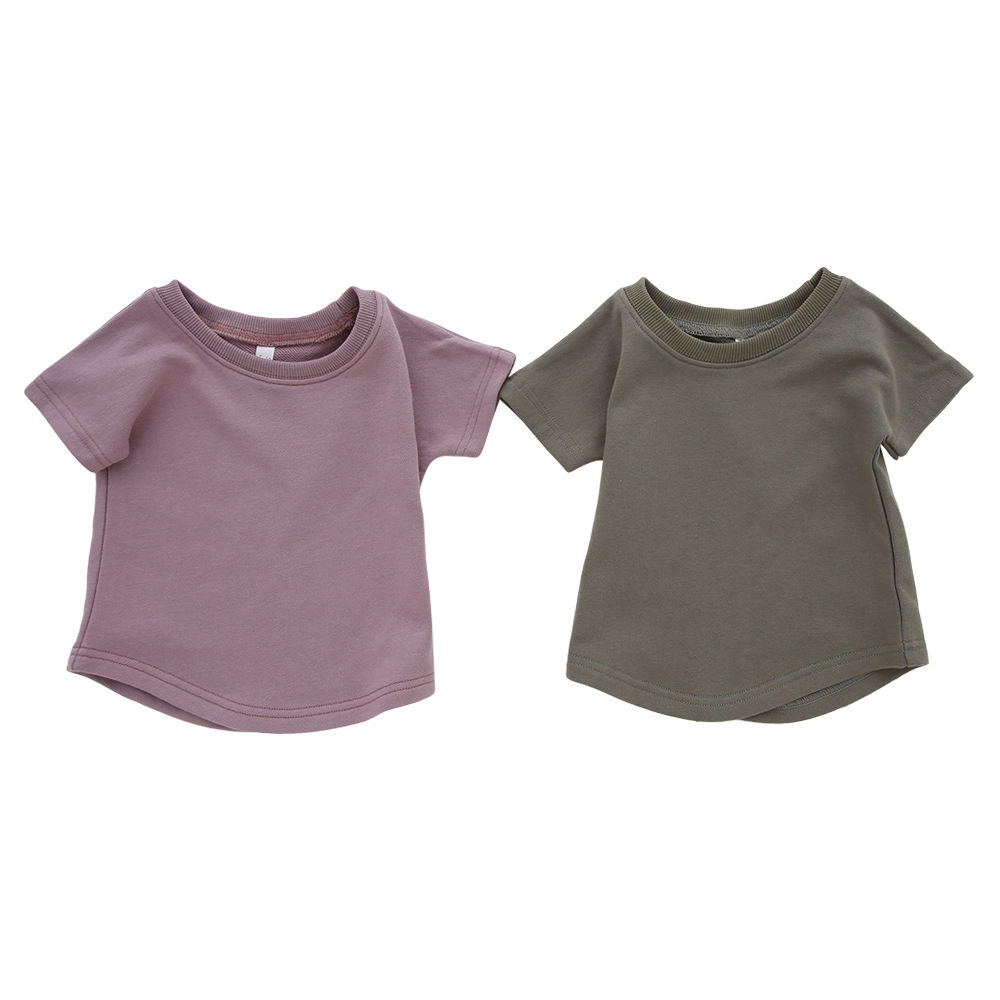 Camiseta clássica 100% algodão, cor sólida, roupa de dormir, bambu, algodão orgânico, manga curta, tops para bebês, roupas infantis