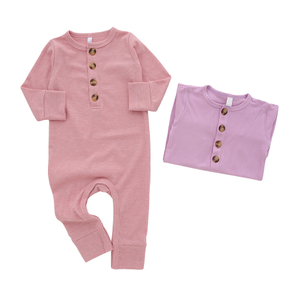 Macacão de algodão spandex de bambu manga longa lindo macacão de bebê em cores sólidas outono infantil macacão com zíper