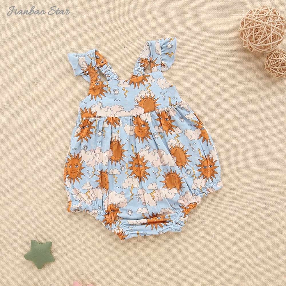 Ceia de bambu macio roupas de bebê recém-nascido 0-3 meses macacão mangas esvoaçantes macacão de bolha de bambu para meninas e meninos