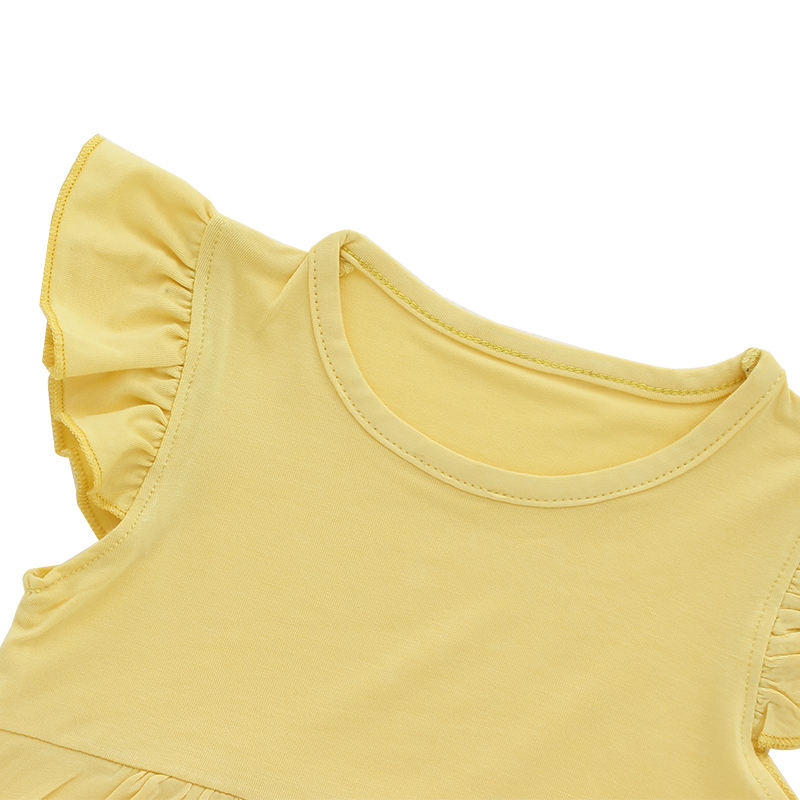 Vestido infantil com babados para meninas, estilo verão, atacado, sem mangas, linha A, vestido infantil