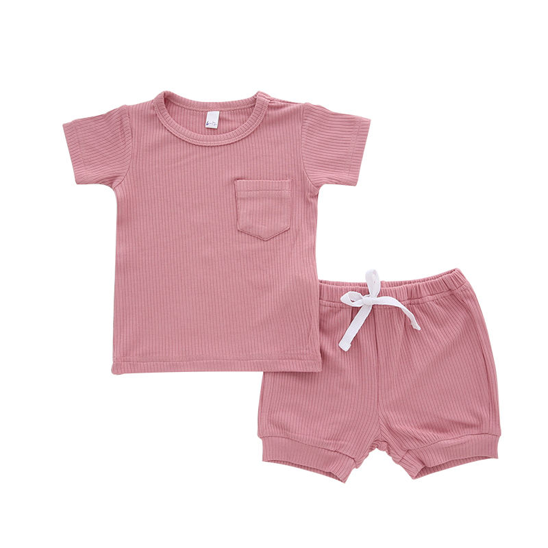 Pijama personalizado aceito direto da fábrica, adorável, unissex, bebê, verão, roupas de bambu, recém-nascidos, duas peças, conjuntos de roupas