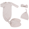 Uma série de pijamas de bebê mais vendidos, conjuntos de 3 peças para bebê e gril, macacão com design de gola envelope com faixa para cabeça e chapéu