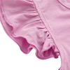 Venda quente estilo verão personalizado 100% malha orgânica babados sem mangas botões recém-nascidos vestidos da menina do bebê macacão de bebê