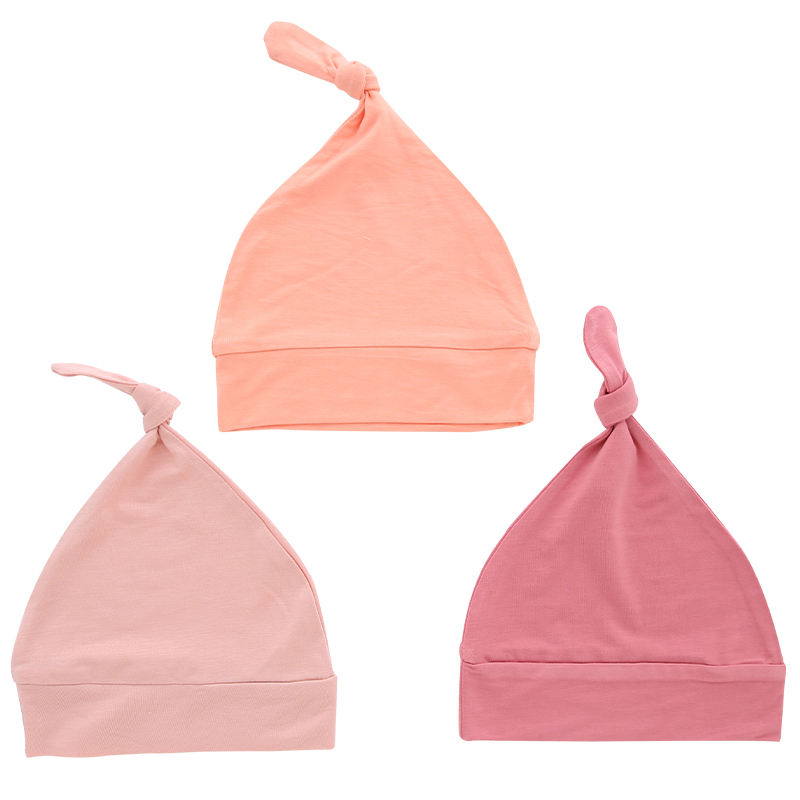 Chapéus de bebê no atacado Tecido de bambu doce cor sólida OEM Decoração facial personalizada Chapéus de bebê unissex para todas as estações