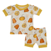 Novo design atacado conjunto de pijamas de bebê manga curta roupa de dormir bambu elastano algodão unissex outono roupas de duas peças