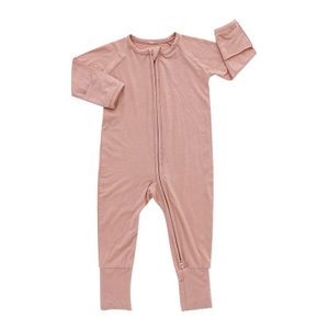 Macacão de bebê de malha de bambu, textura extra macia e confortável, manga longa de inverno com zíper, estilo menino e menina