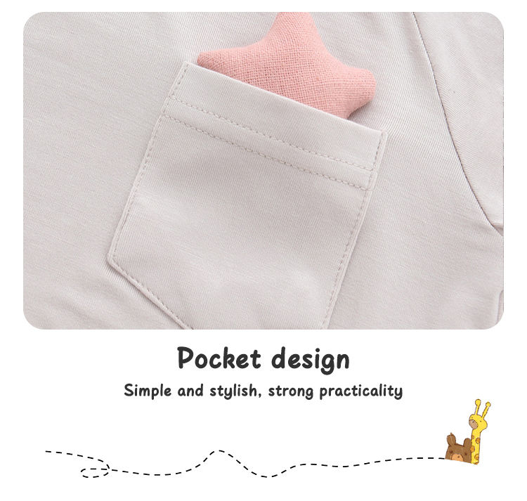 Atacado bebê recém-nascido 0-2 anos verão tops cor sólida com um pequeno design de bolso camiseta infantil para meninos e meninas