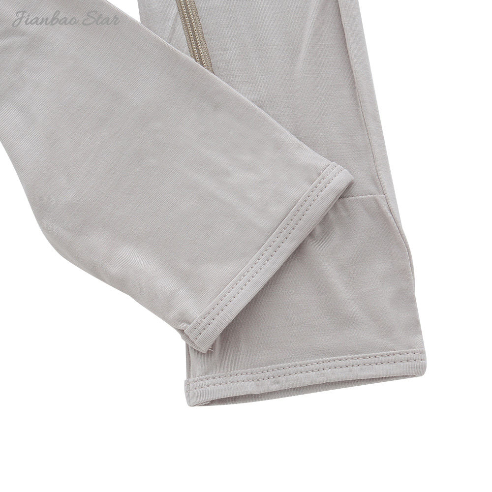Atacado recém-nascido manga longa zíper outono inverno roupas de bebê personalizado cor sólida unisex 95% macacão de bebê de bambu