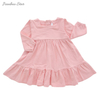 Atacado design personalizado bebê crianças vestido de manga longa lindo macacão de bebê conjunto outono cor sólida moda saia da menina do bebê