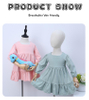 Atacado design personalizado bebê crianças vestido de manga longa lindo macacão de bebê conjunto outono cor sólida moda saia da menina do bebê