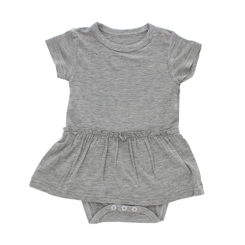 Macacão de bebê de viscose de bambu com decoração de babados, vestido de menina de cor lisa com shorts inferiores