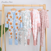 Novas vendas quentes roupas de bambu impressão personalizada pijamas infantis macio respirável roupas de bebê com zíper plissado macacão de bebê