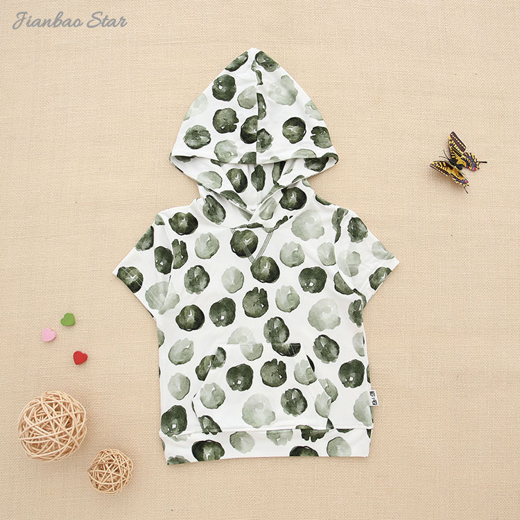 Moletom com capuz para bebês e crianças, blusa de bambu super macia de malha de verão, manga curta, design estampado, camisa de bebê