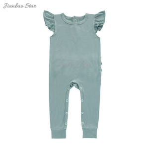 Romper de babado para bebê com estampa personalizada de spandex de bambu