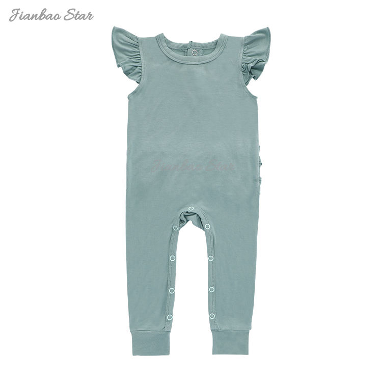 Romper de babado para bebê com estampa personalizada de spandex de bambu