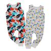 Estilo clássico roupas de bebê personalizar padrão de cor verão sem mangas suspender botão design menina meninos bebê macacão conjunto
