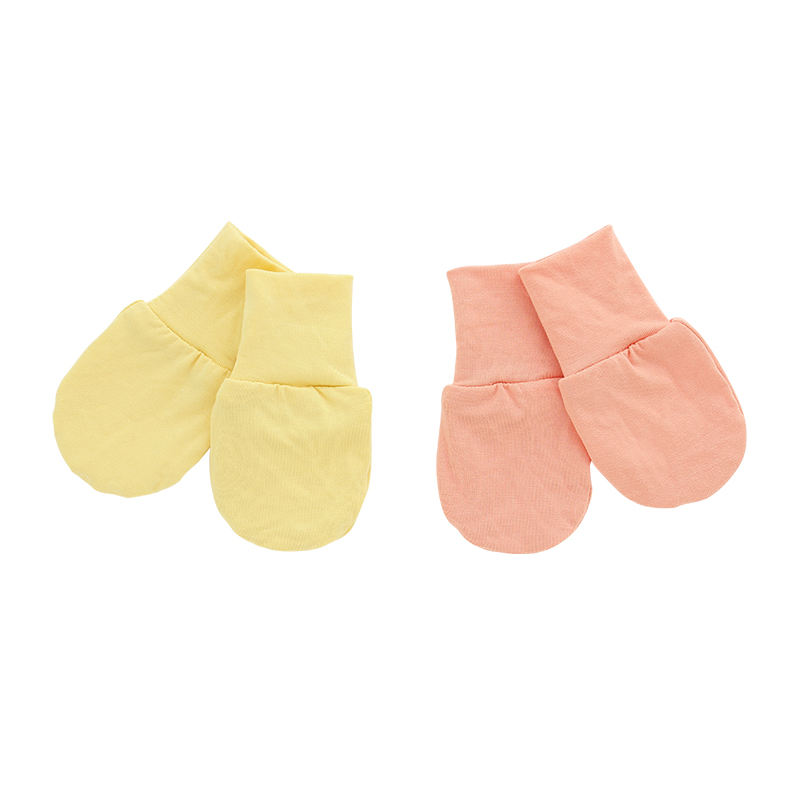 Tecido de bambu impresso e cor sólida estilo super macio conjunto de luvas para bebês recém-nascidos