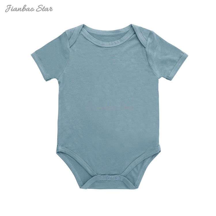 Roupas de bebê atacado verão macacão de bambu elastano algodão cor sólida recém-nascido manga curta macacão de bebê
