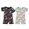 Atacado estilo clássico macacão verão algodão de bambu roupas infantis manga curta suspender adorável roupas de bebê