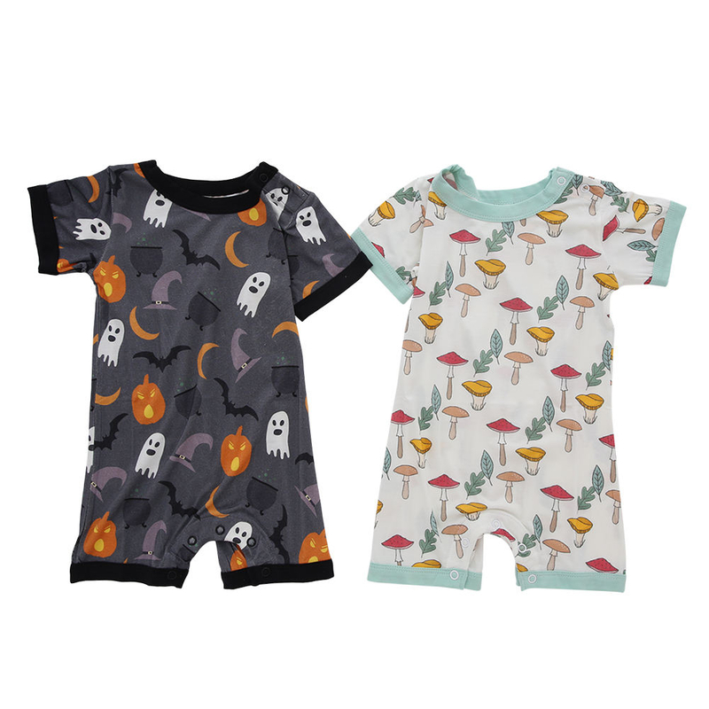Atacado estilo clássico macacão verão algodão de bambu roupas infantis manga curta suspender adorável roupas de bebê