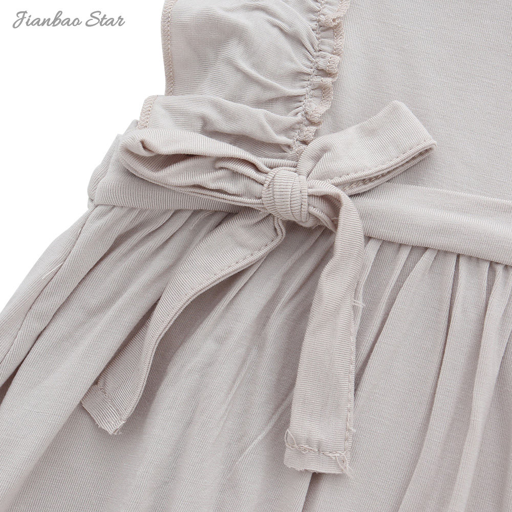 Personalize atacado novo estilo verão cor padrão sem mangas adorável suspender bebê meninas vestido macio roupas infantis