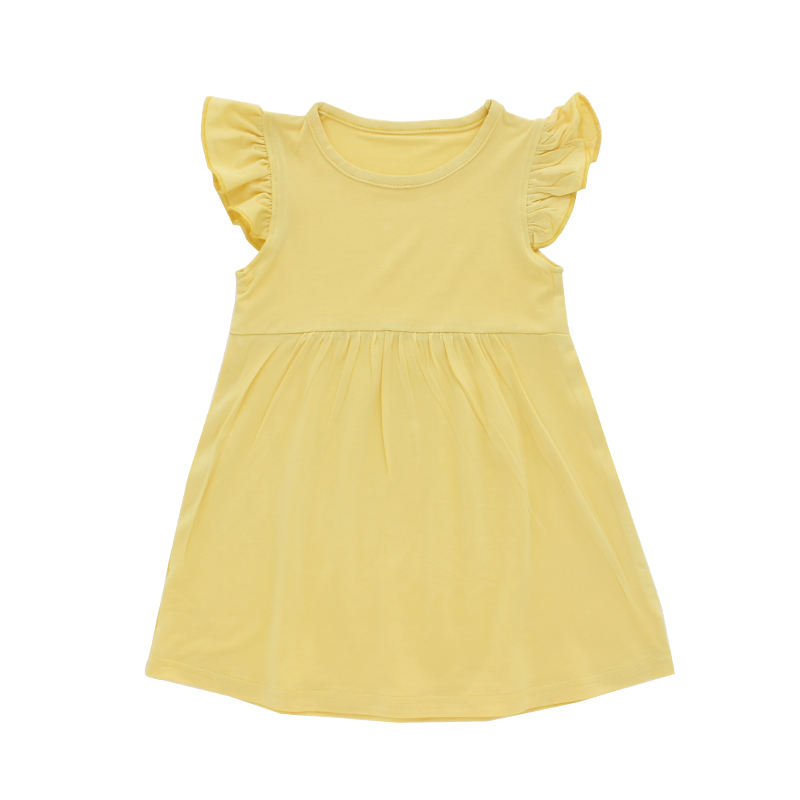 Vestido infantil com babados para meninas, estilo verão, atacado, sem mangas, linha A, vestido infantil