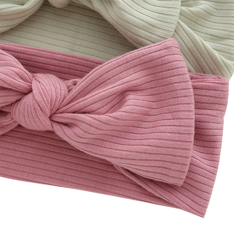 Novo design de bambu malha bebê bandana forte elasticidade facial crianças cabeça banda cor sólida elegante estilo com nervuras