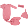 Uma série de pijamas de bebê mais vendidos, conjuntos de 3 peças para bebê e gril, macacão com design de gola envelope com faixa para cabeça e chapéu