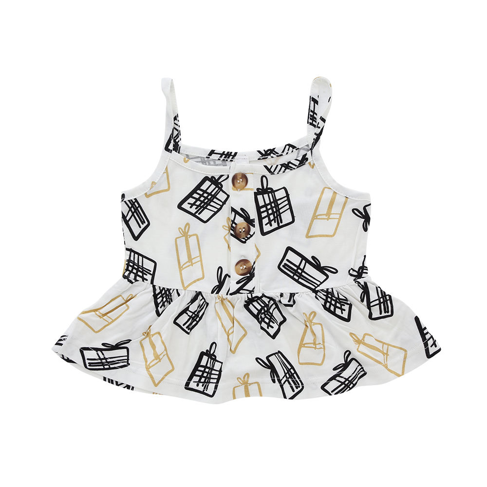 Impressão digital padrões de cores macacão atacado novo estilo verão venda quente padrão sem mangas adorável suspender vestido das meninas do bebê