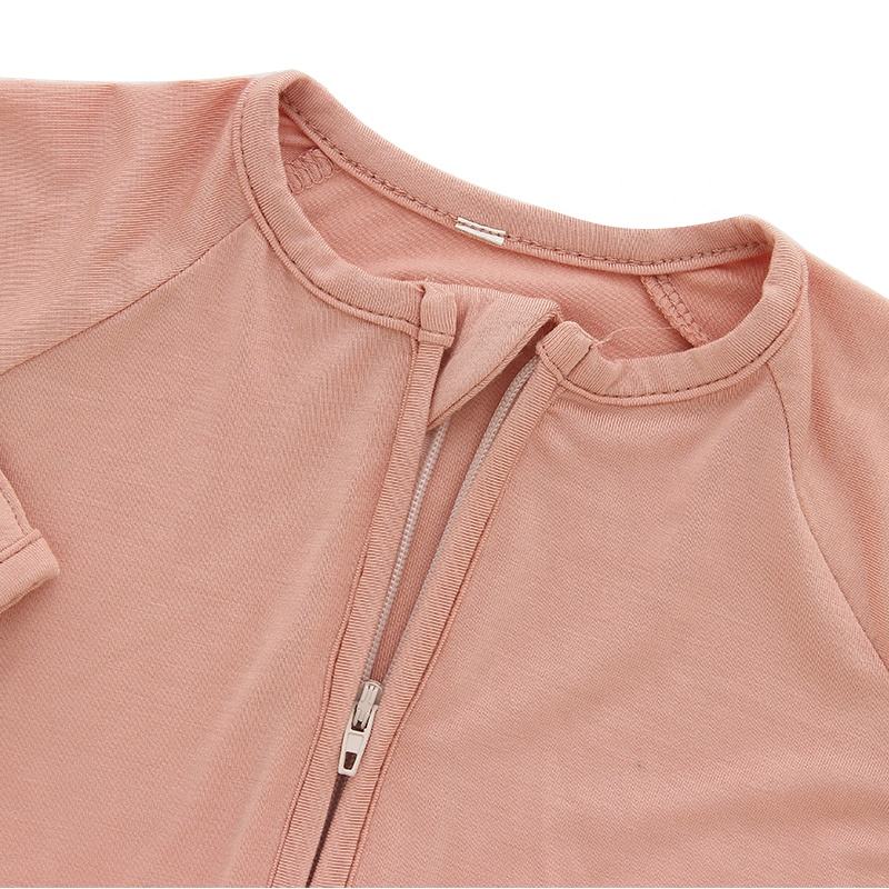 Macacão de bebê de malha de bambu, textura extra macia e confortável, manga longa de inverno com zíper, estilo menino e menina