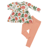 100% algodão de malha meninas flor padrão crianças conjuntos de roupas manga longa topos e calças compridas 2 peças roupas de bebê