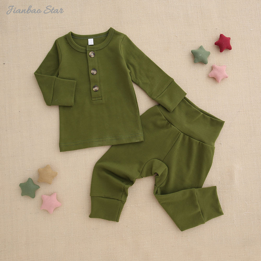 Conjunto de pijama unissex de mangas compridas para bebês e crianças de inverno com 2 peças