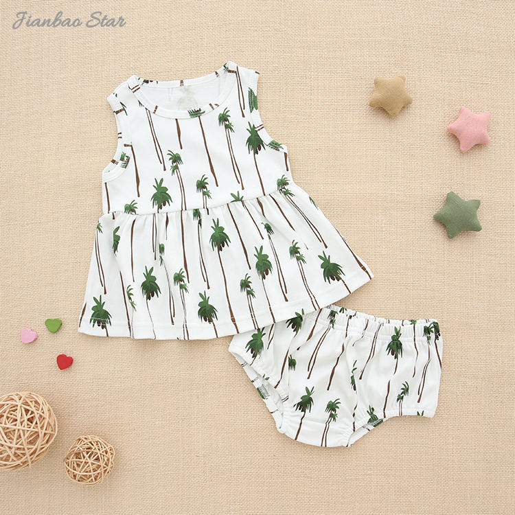 Venda superior novo design moda casual 100% algodão confortável sem mangas adorável conjuntos de roupas de bebê macacão de bebê