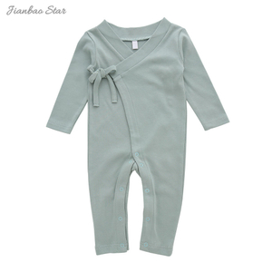 Novo conjunto de macacão de bebê de venda quente manga longa 95% viscose bambu 5% elastano impressão personalizada botão em branco macacão babi