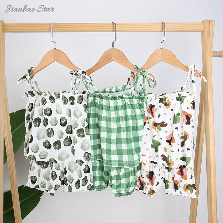 Conjuntos de pijamas para bebês recém-nascidos Quantidade OEM Verão Tops de malha Roupas para meninas 2 peças Conjuntos de roupas para bebês
