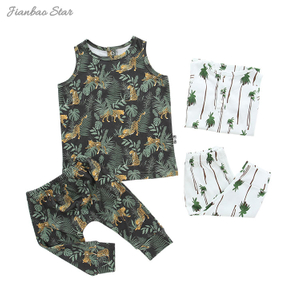 Atacado unissex macio verão crianças conjunto de roupas sem mangas pijama infantil de malha venda quente 2 pçs bebê crianças conjunto de roupas