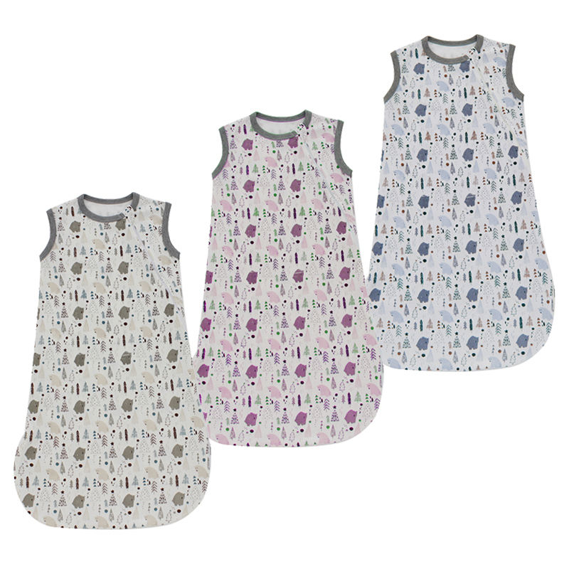 Atacado recém-nascido da criança do bebê saco de dormir padrões impressos roupas do bebê personalizar unisex bebê macacão conjunto com zíper