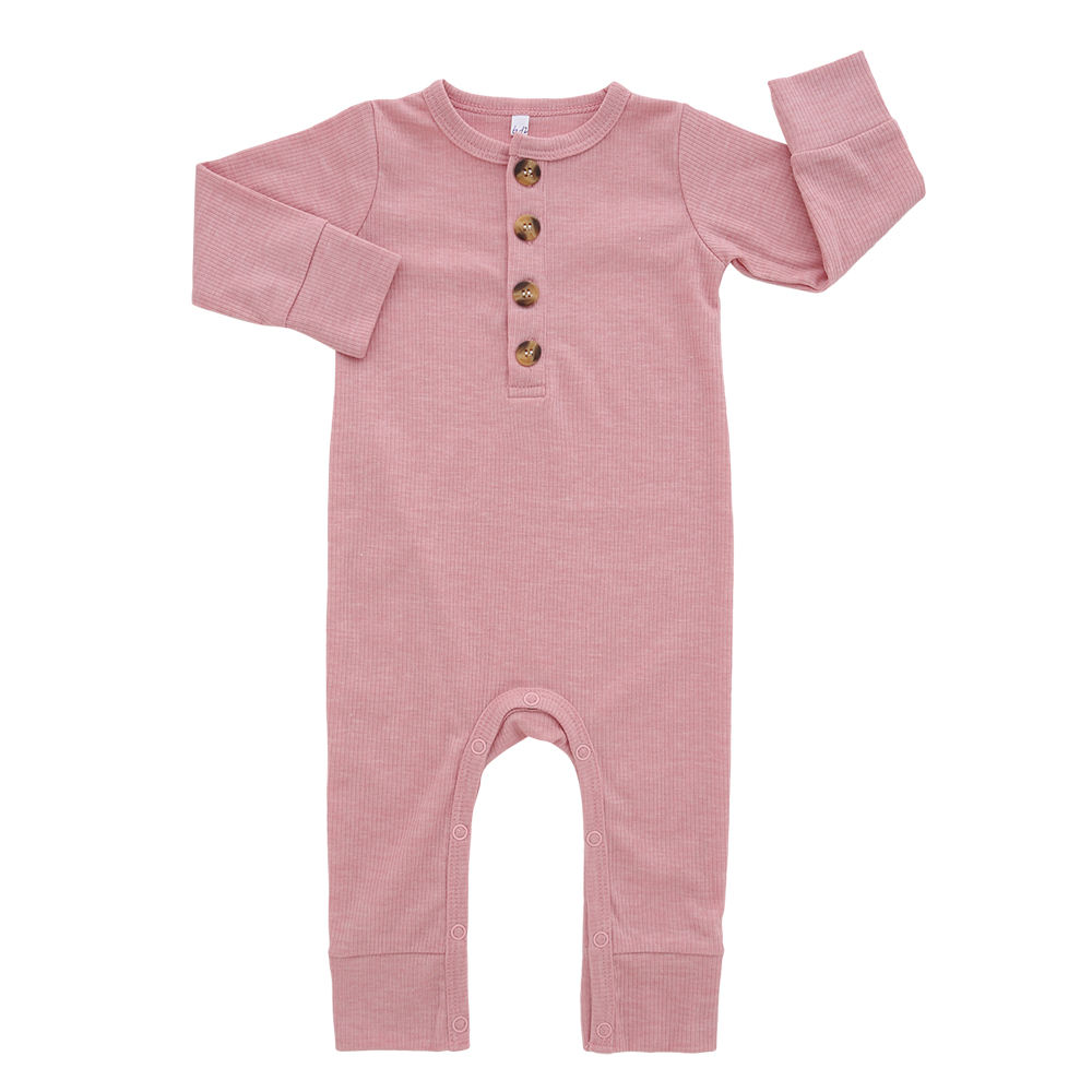 Macacão de algodão spandex de bambu manga longa lindo macacão de bebê em cores sólidas outono infantil macacão com zíper