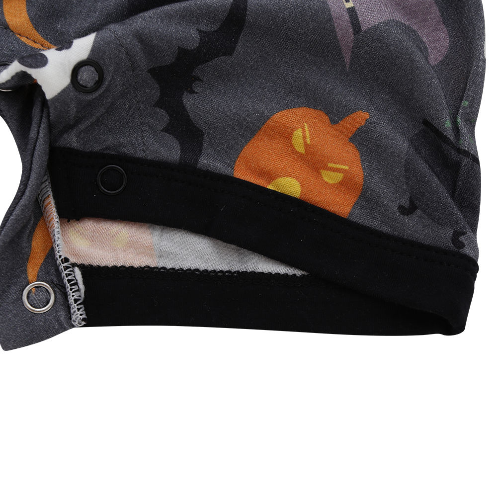 Recém chegados venda quente personalizado atacado moda 100% algodão halloween botões padrão de malha manga curta macacão do bebê