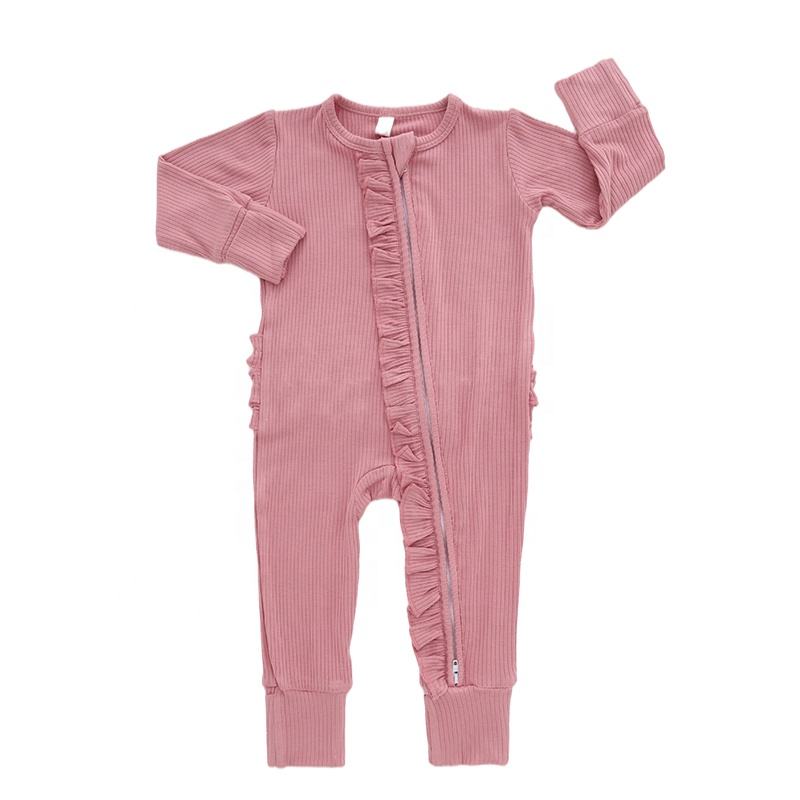Roupas de bebê recém-nascido unissex, meninos e meninas, cor sólida, roupas de inverno com nervuras, viscose de bambu, macacão de bebê