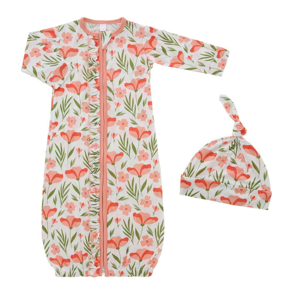 Atacado manga longa saco de dormir com zíper frontal design macio e bonito chapéu conjuntos de camisola de bebê para recém-nascidos infantis